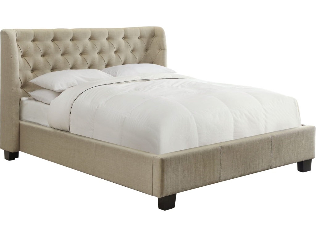 Levi Tufted Platform Bed in Toast Linen - image 4