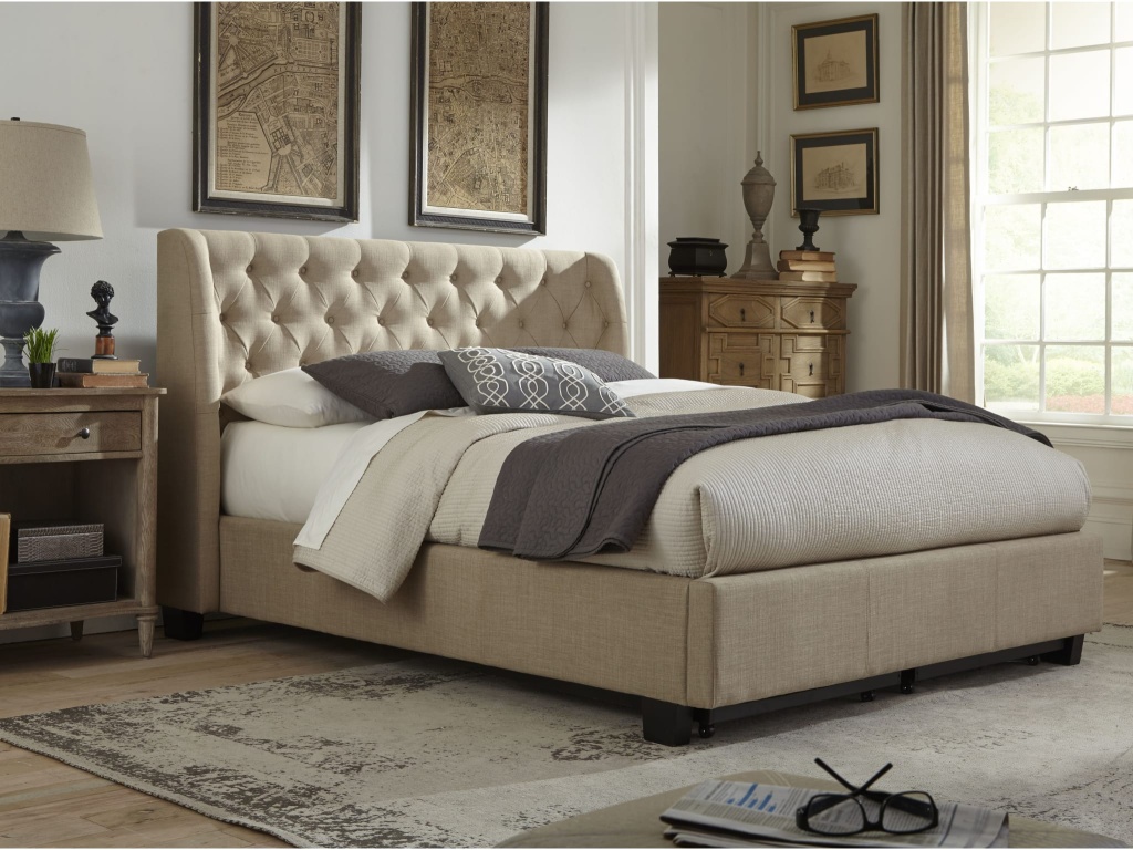 Levi Tufted Platform Bed in Toast Linen - image 7