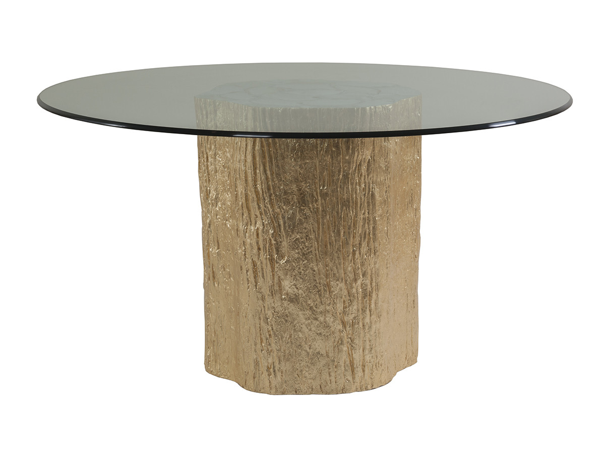 Trunk Segment Round Dining Table With Glass Top-Gold Leaf - image 3