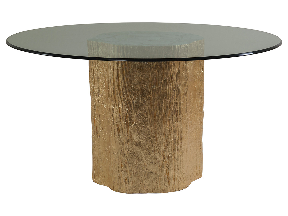 Trunk Segment Round Dining Table With Glass Top-Gold Leaf - main image