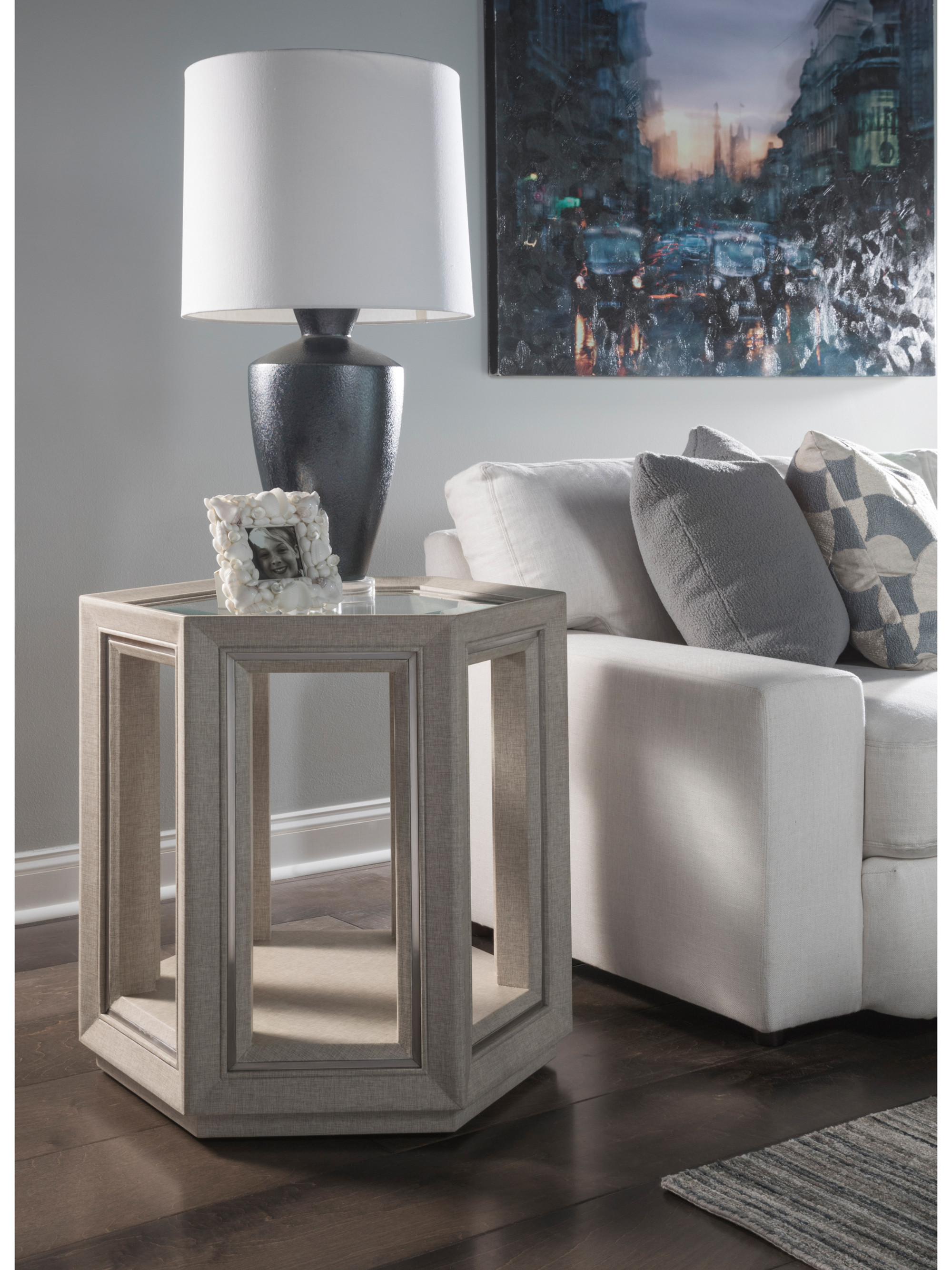 Zeitgeist Linen Hexagonal End Table - image 1