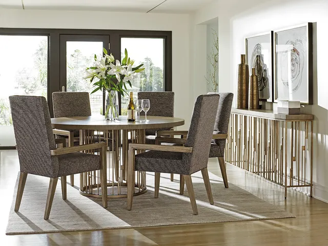 Rendezvous Round Metal Dining Table With Wooden Top - Alternative View