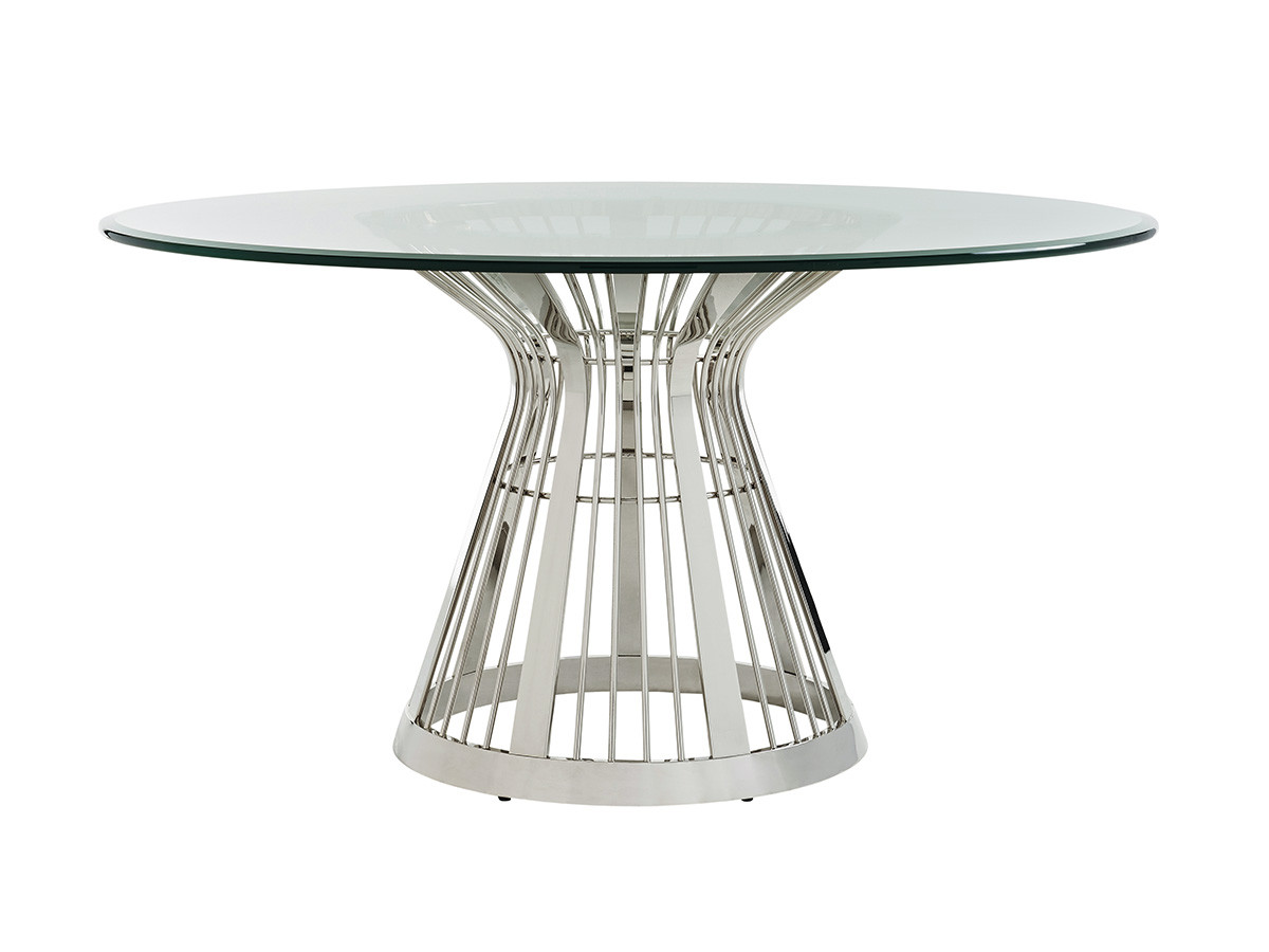 Riviera Stainless Dining Table With 60 Inch Glass Top - main image