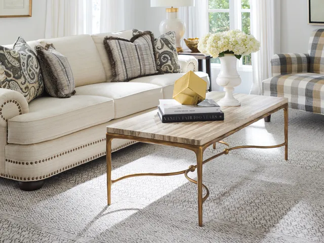Menlo Park Rectangular Cocktail Table With Stone Top - Alternative View