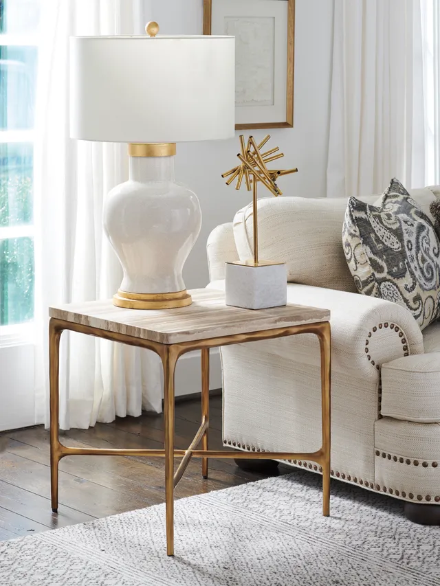 Menlo Park Metal End Table With Stone Top - Alternative View