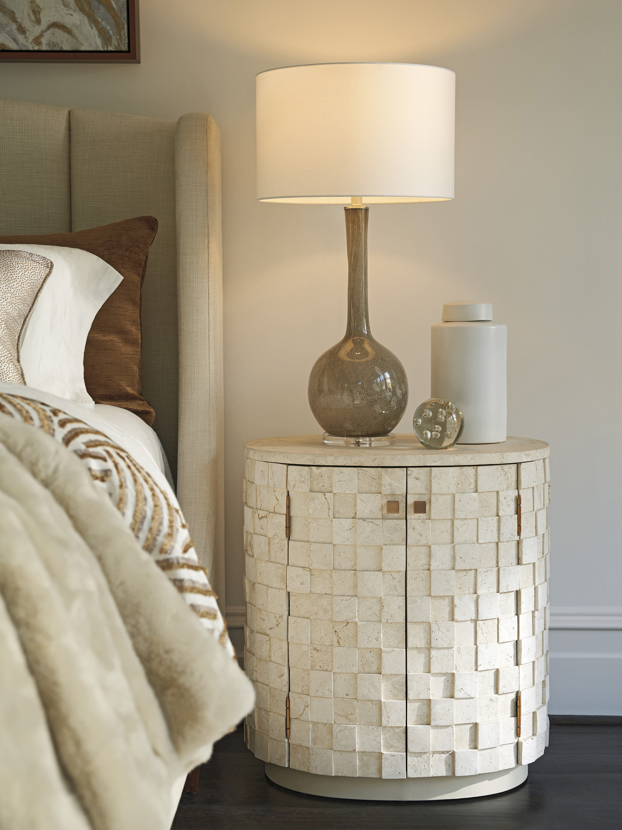 Albion Stone Oval Nightstand - image 1