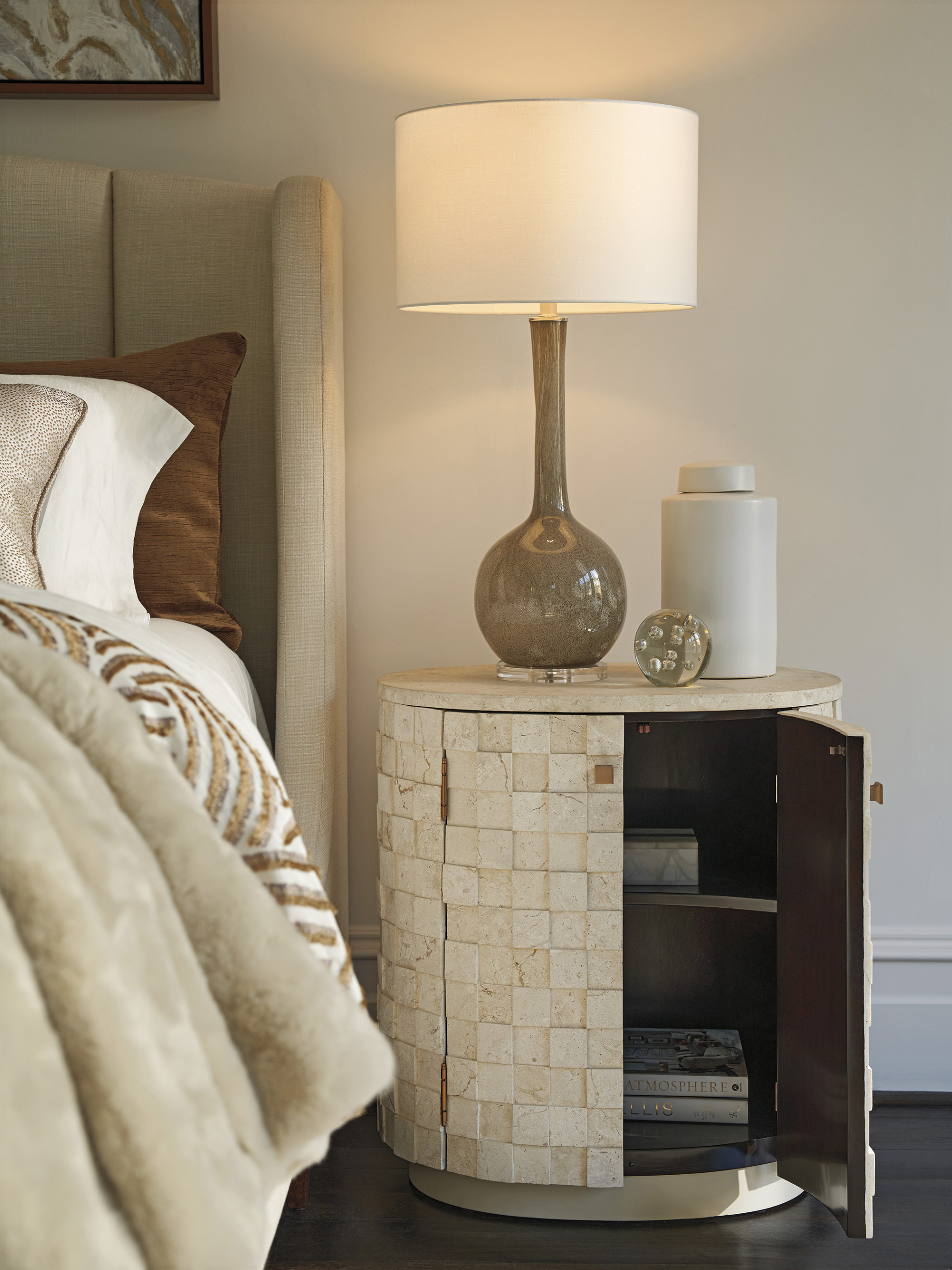 Albion Stone Oval Nightstand - image 2
