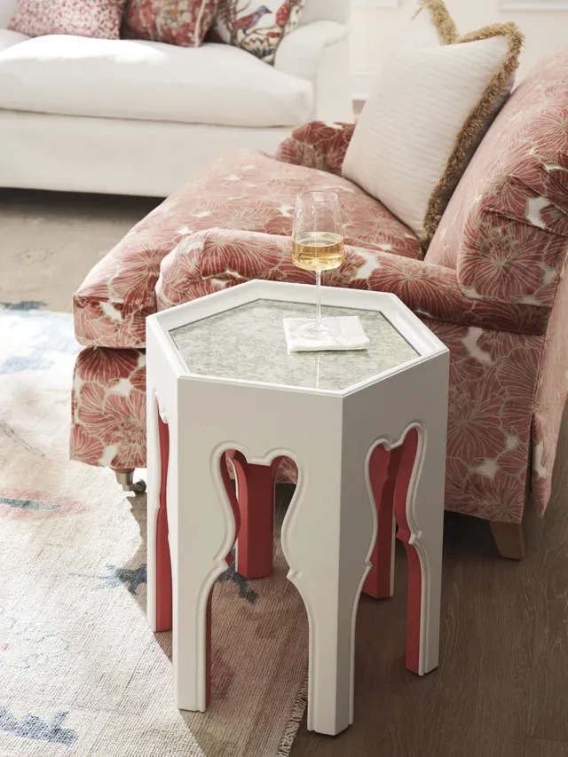 Bilbao Hexagonal End Table With Coral Accents
