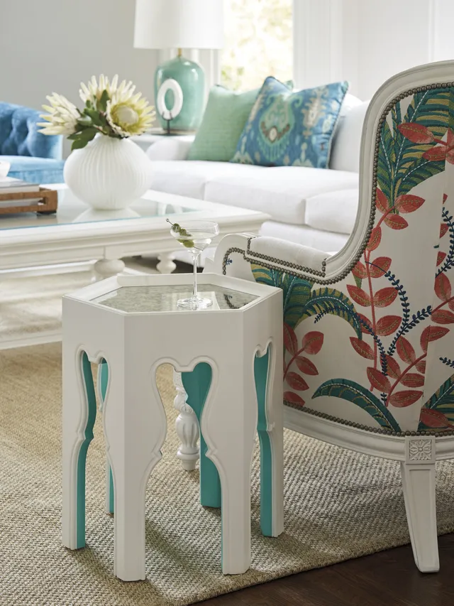 Bilbao Hexagonal End Table With Teal Accents - Alternative View