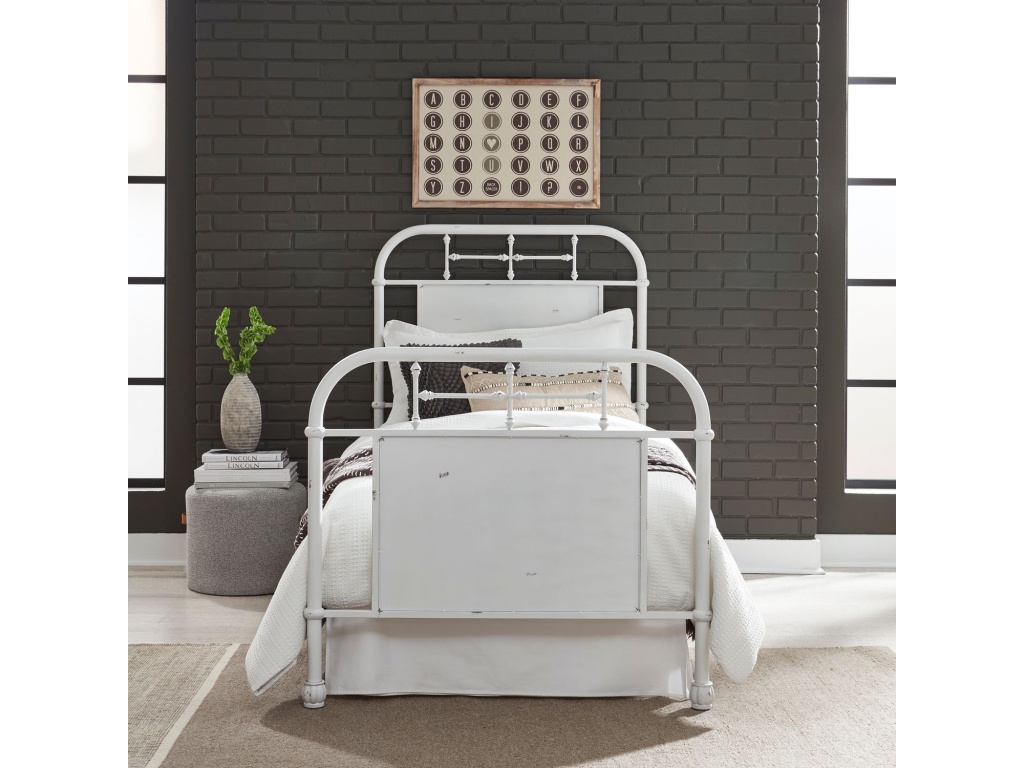 Twin Metal Bed - Antique White - main image
