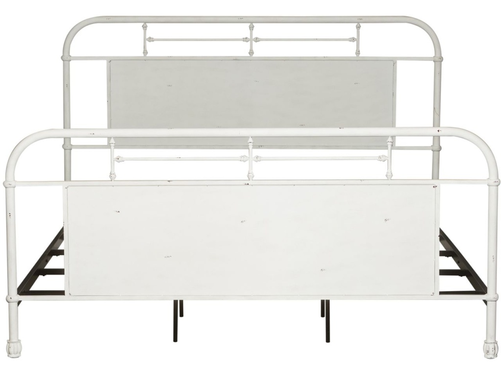 Queen Metal Bed - Antique White - image 1
