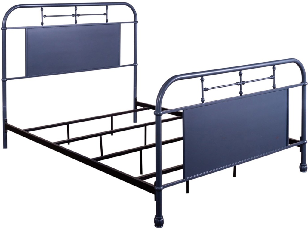 Queen Metal Bed- Navy - image 1