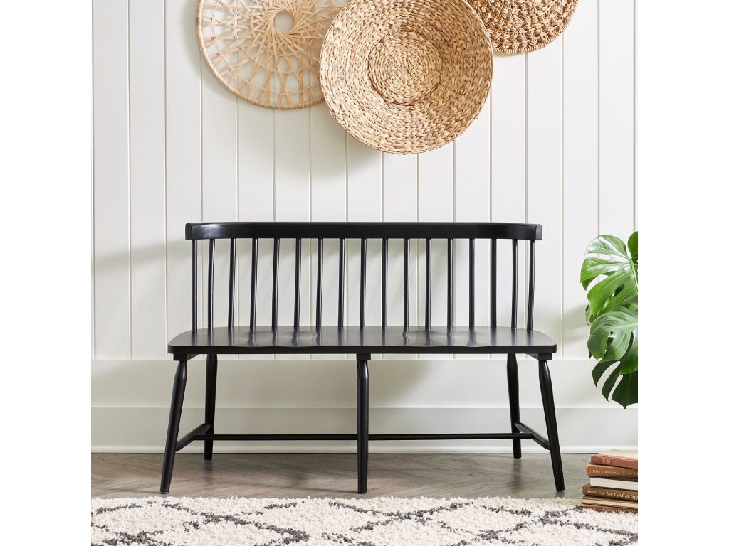 Spindle Back Dining Bench - Black (RTA) - main image