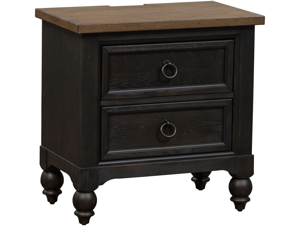 2 Drawer Night Stand w/ Charging Station - Black - image 1