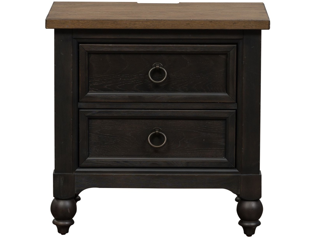 2 Drawer Night Stand w/ Charging Station - Black - image 2