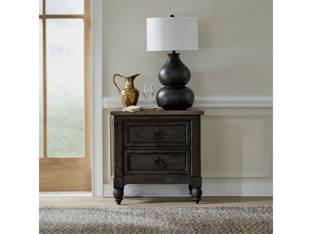 2 Drawer Night Stand w/ Charging Station - Black - main image