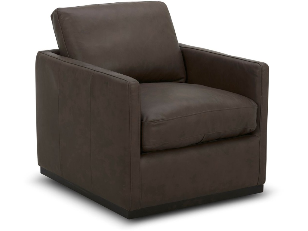 Leather Swivel Accent Chair - Timber - image 1