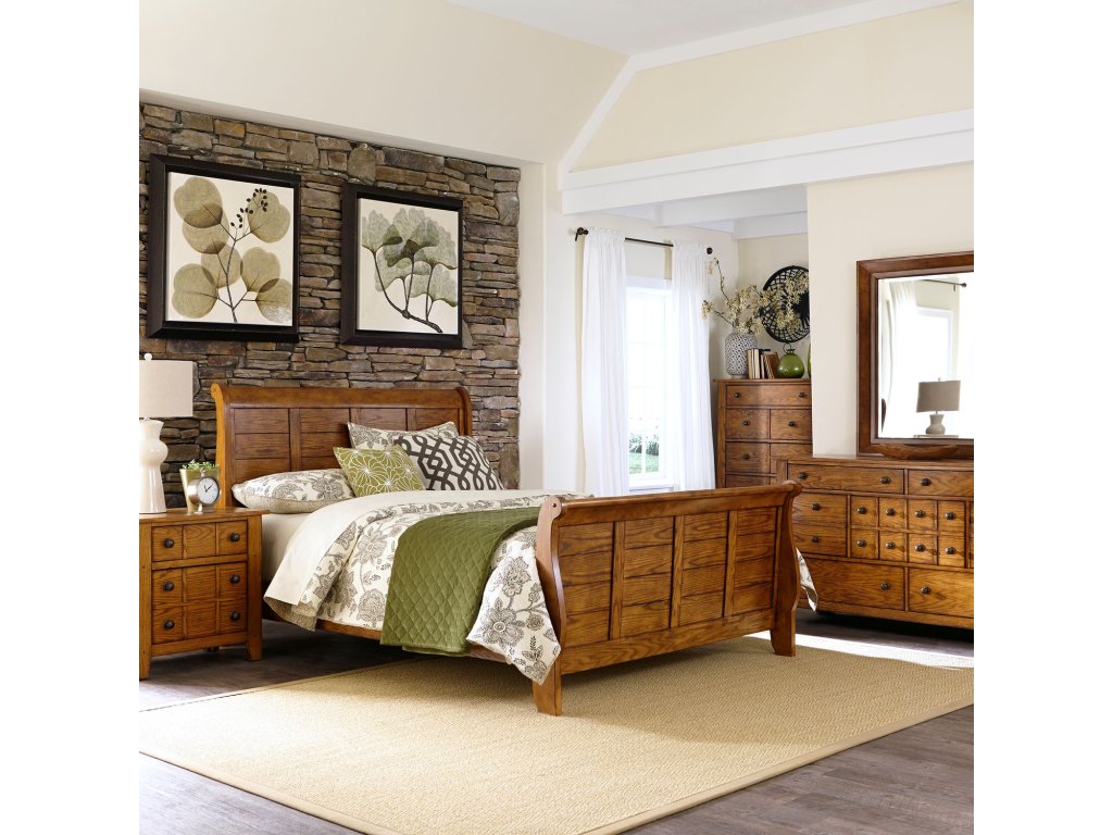 King California Sleigh Bed, Dresser & Mirror, Chest, Night Stand - main image