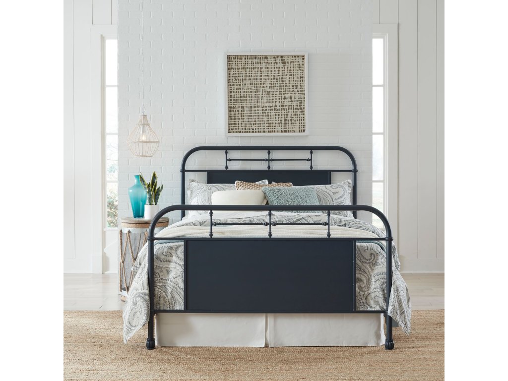 Queen Metal Bed- Navy - main image