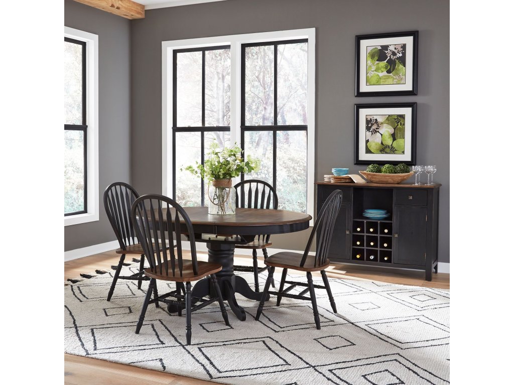 5 Piece Pedestal Table Set- Black - main image