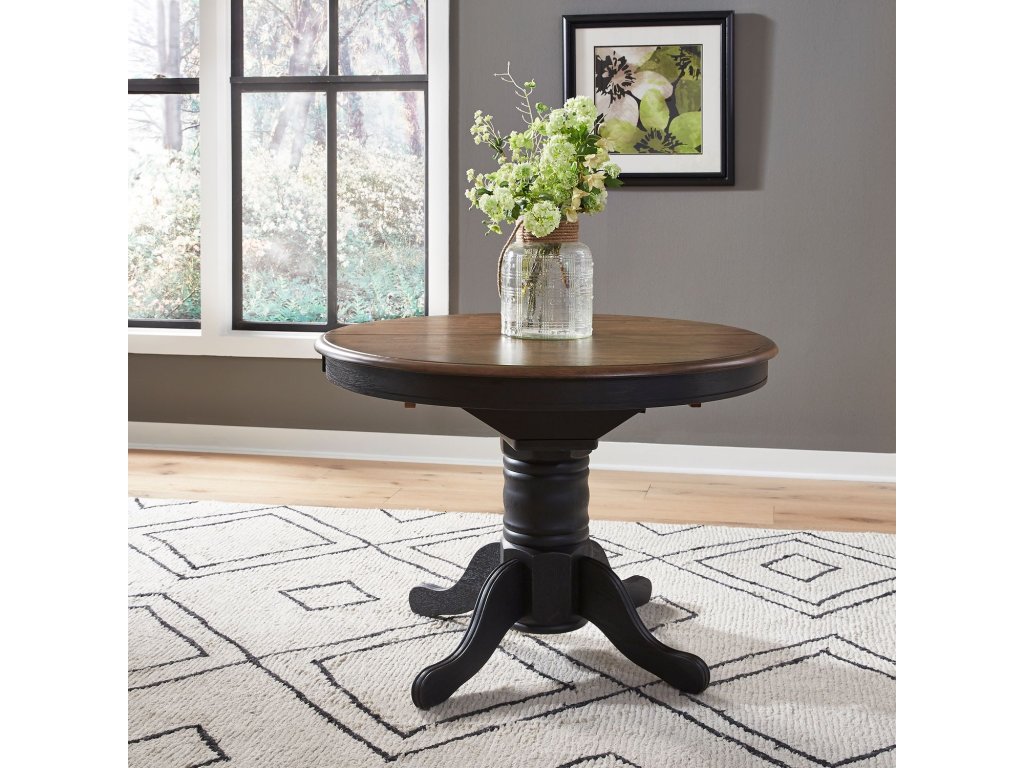 Pedestal Table Set- Black - image 1