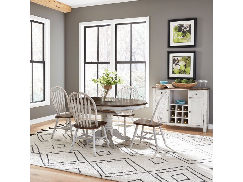 5 Piece Pedestal Table Set- White - main image