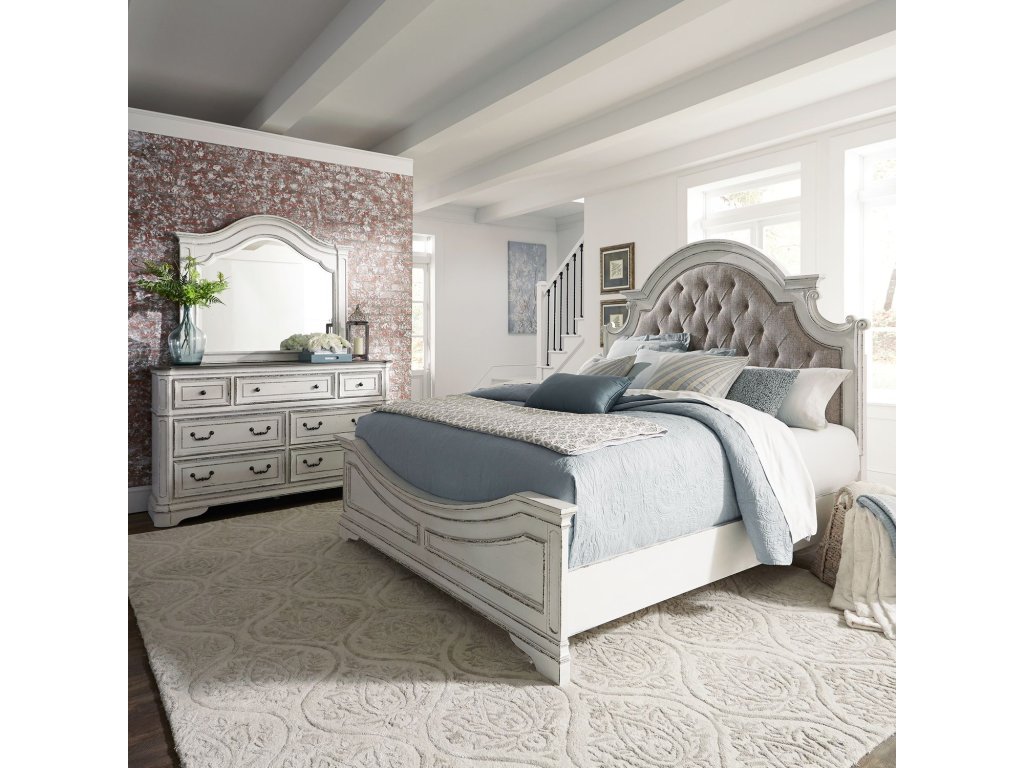 King Uph Bed, Dresser & Mirror - main image