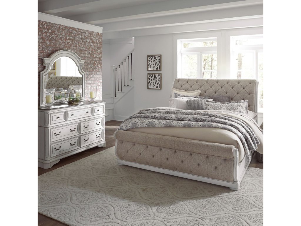 King Uph Sleigh Bed, Dresser & Mirror - main image