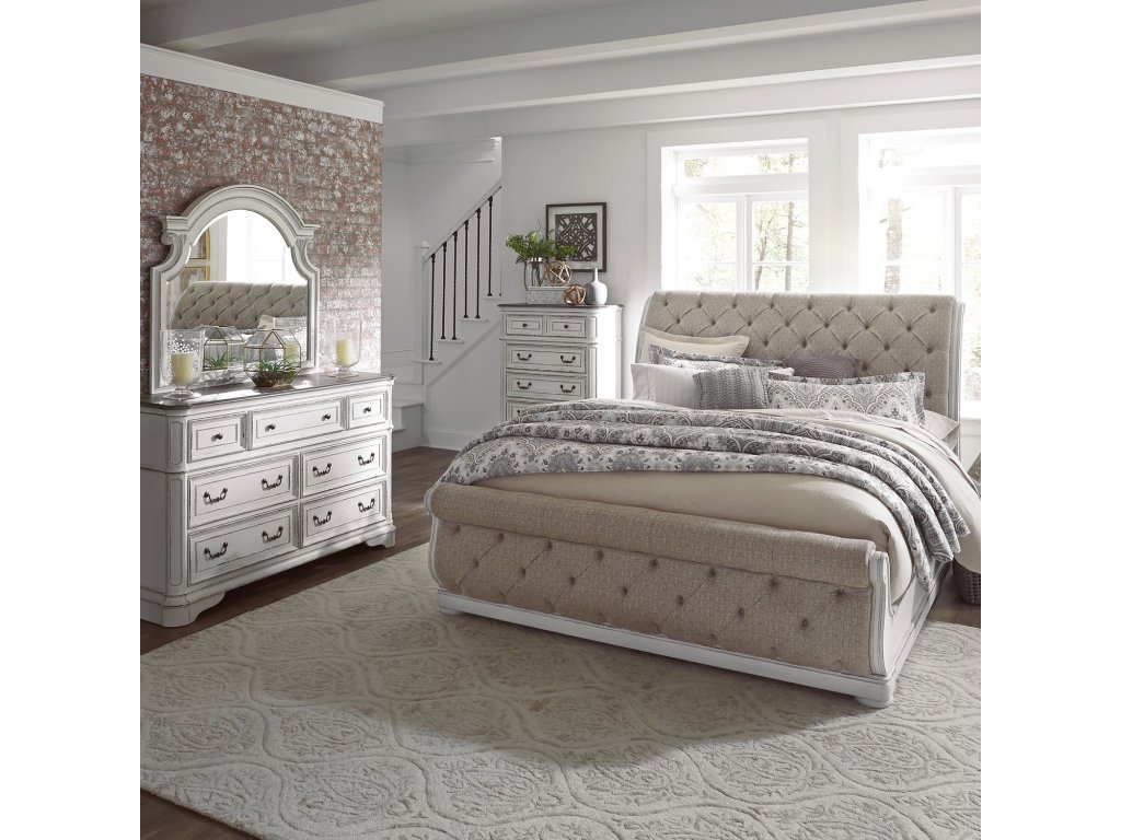 King Uph Sleigh Bed, Dresser & Mirror, Chest - main image