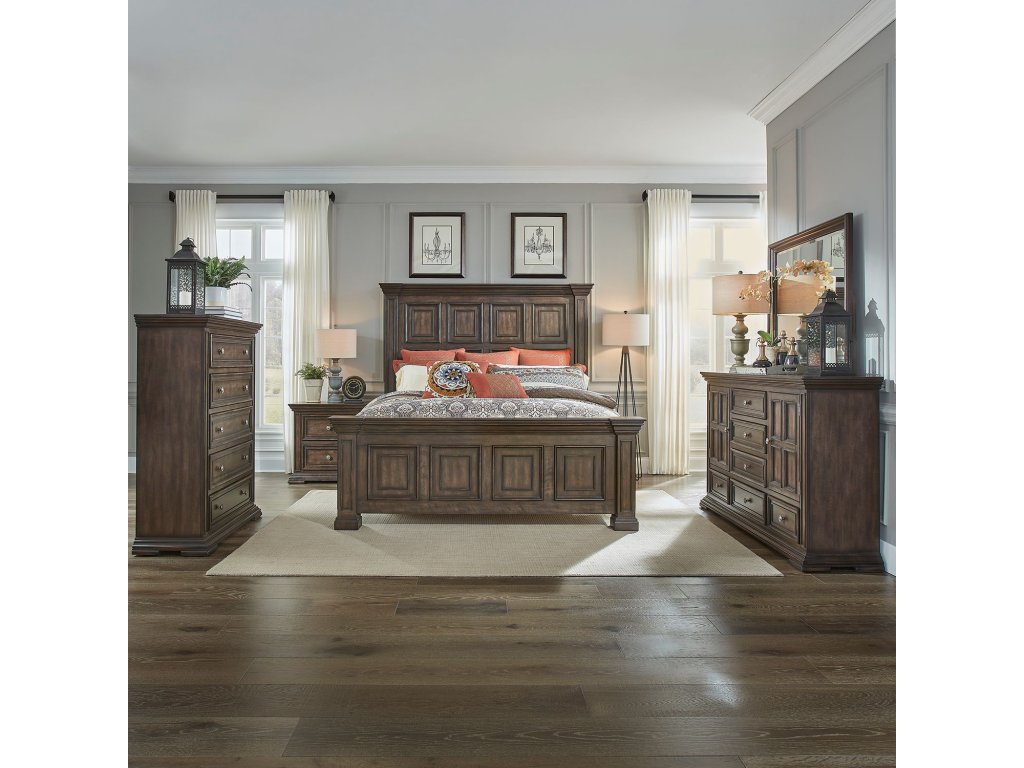 King Panel Bed, Dresser & Mirror, Chest, Night Stand - main image