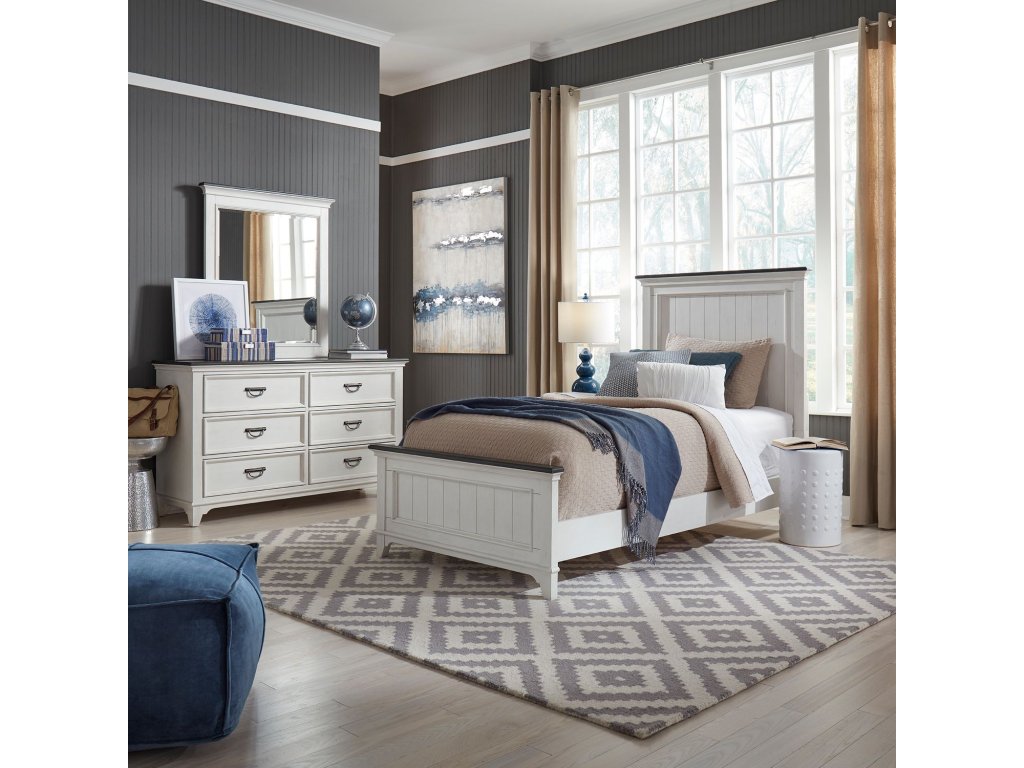 Twin Panel Bed, Dresser & Mirror - main image