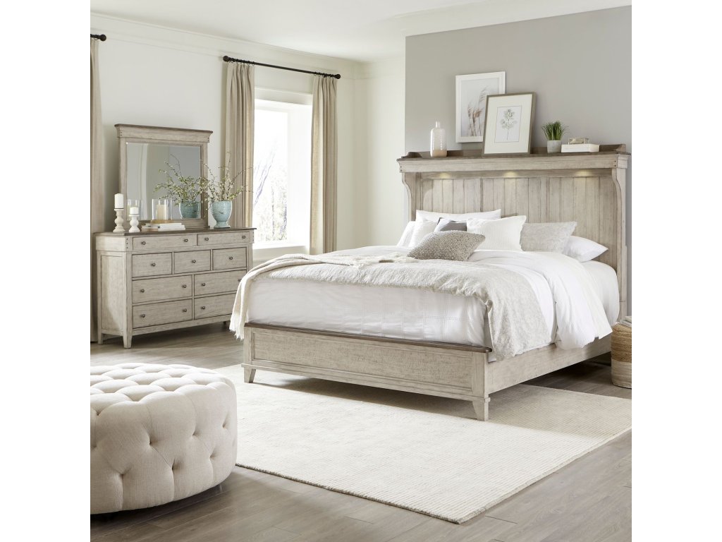 King Mantle Bed, Dresser & Mirror - main image