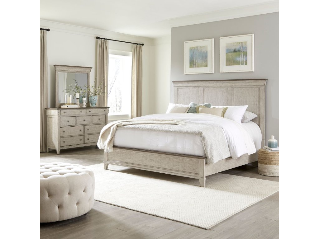 Queen Panel Bed, Dresser & Mirror - main image