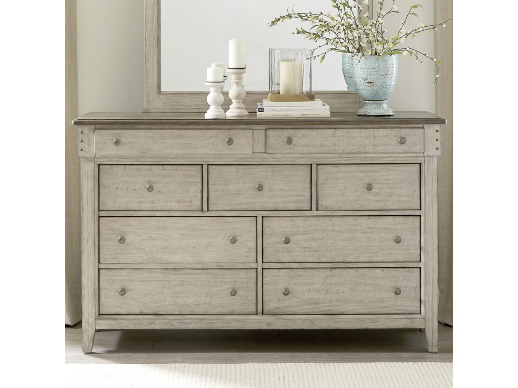 Queen Panel Bed, Dresser & Mirror - image 4
