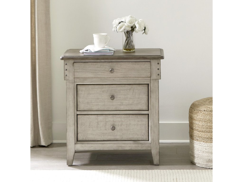 3 Drawer Night Stand w/ Charging Station - main image
