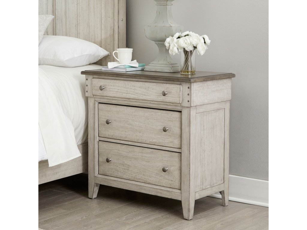 3 Drawer Bedside Chest w/ Charging Station - main image