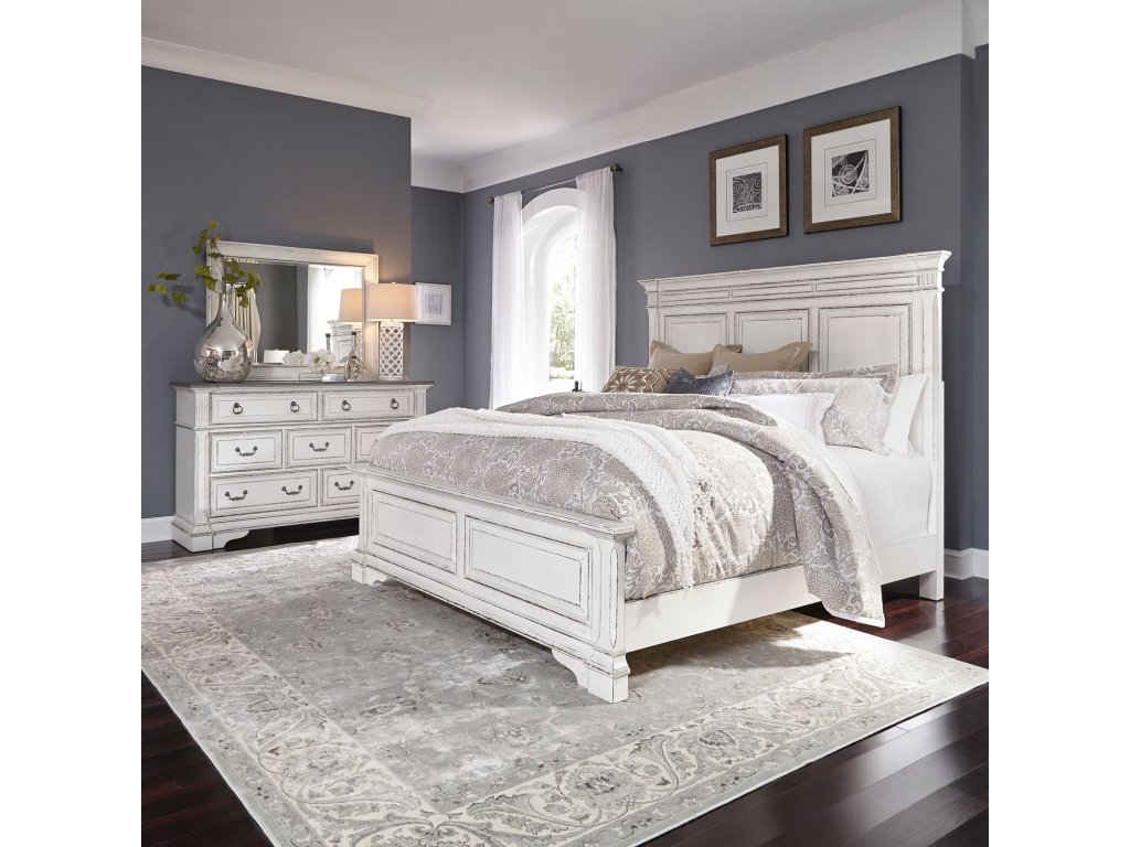 King Panel Bed, Dresser & Mirror - main image