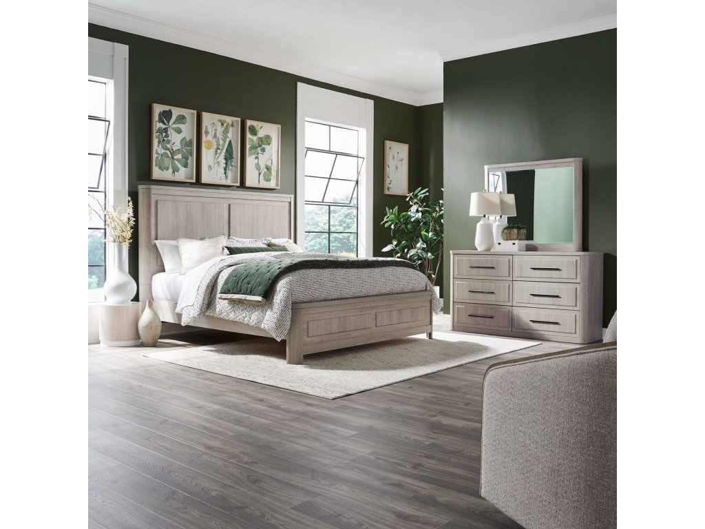 King Panel Bed, Dresser & Mirror - main image