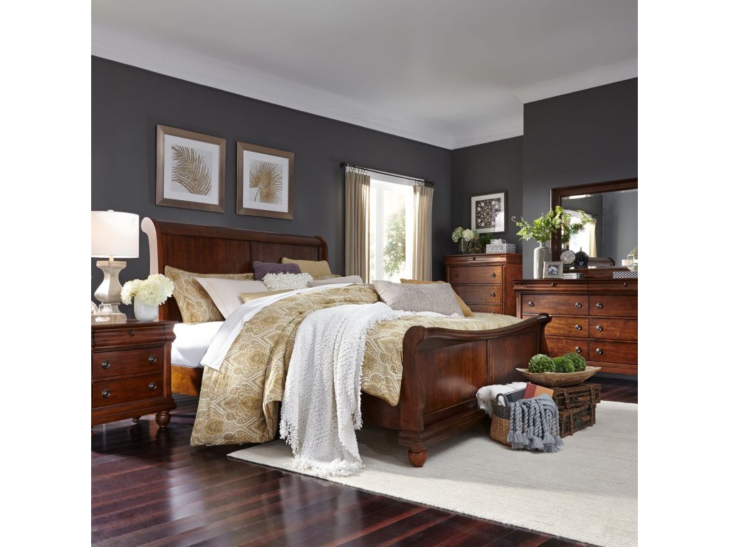 Queen Sleigh Bed, Dresser & Mirror, Chest, Night Stand - main image