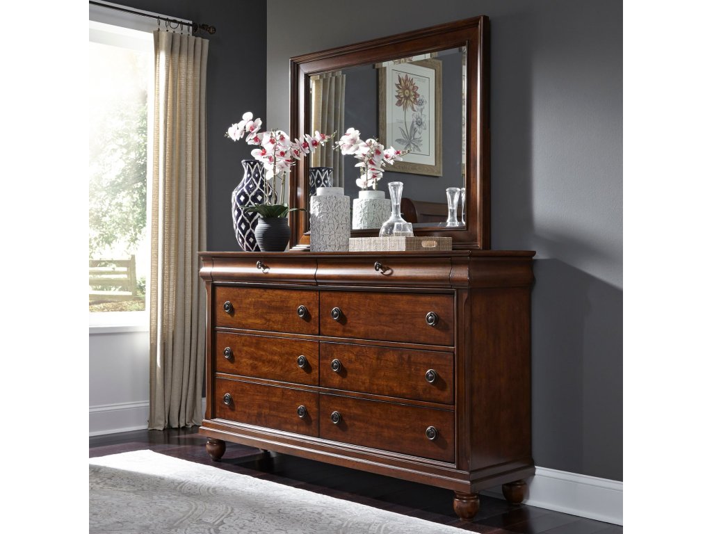 Queen Sleigh Bed, Dresser & Mirror, Night Stand - image 1