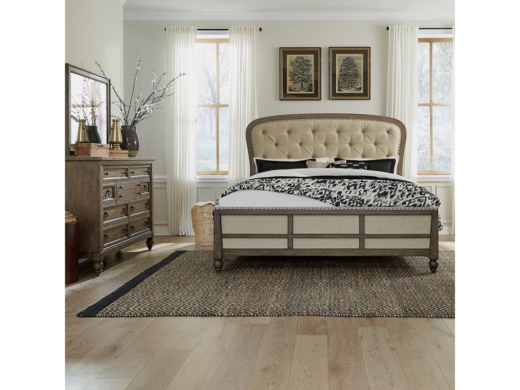 Queen Shelter Bed, Dresser & Mirror - main image