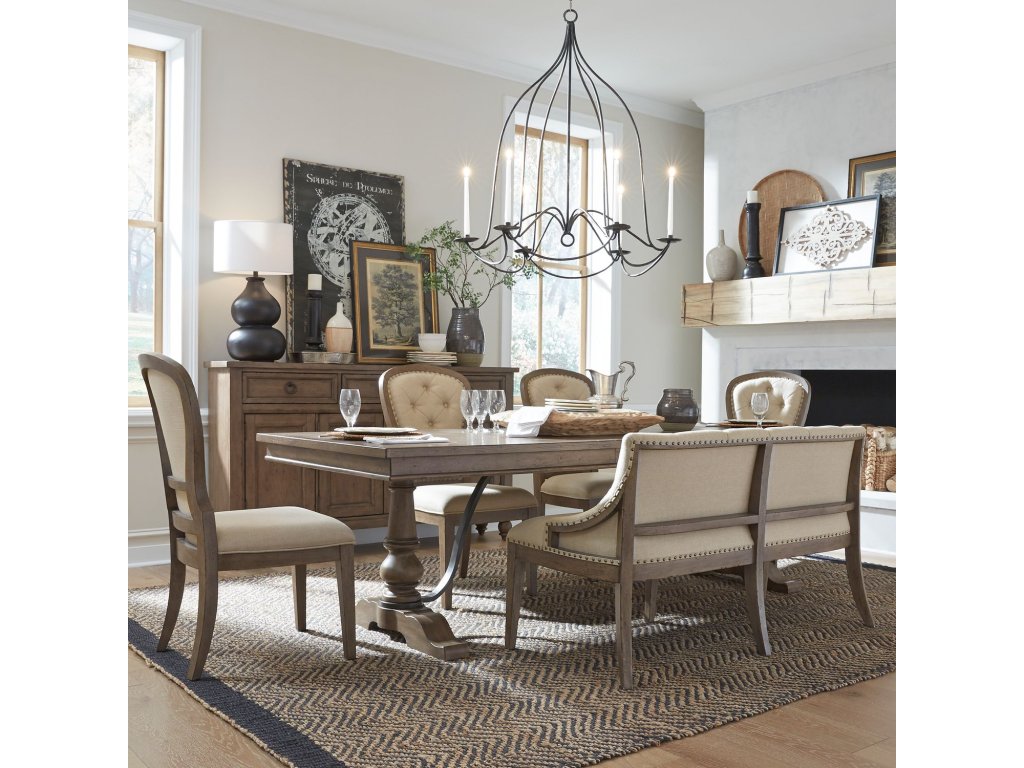 Optional 6 Piece Trestle Table Set - main image