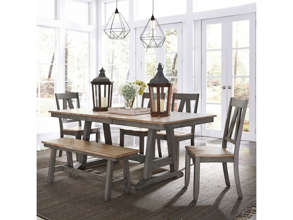 6 Piece Trestle Table Set - main image