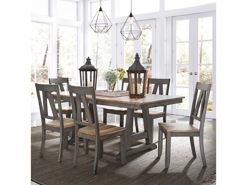 7 Piece Trestle Table Set - main image
