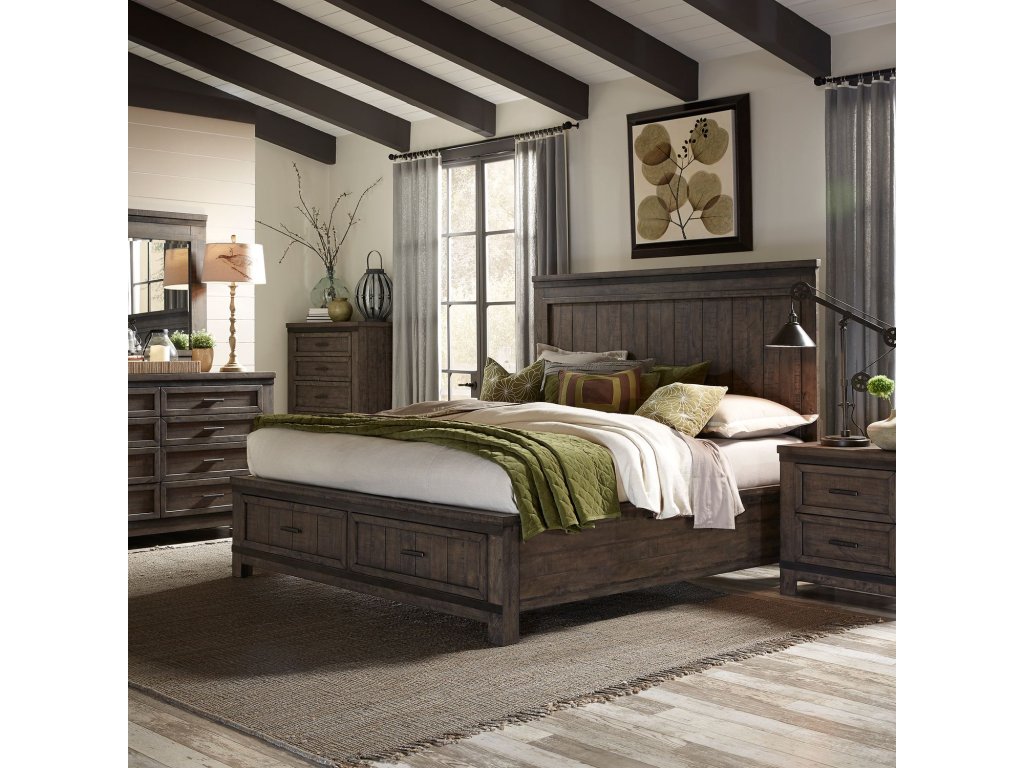 King Two Sided Storage Bed, Dresser & Mirror, Night Stand - main image