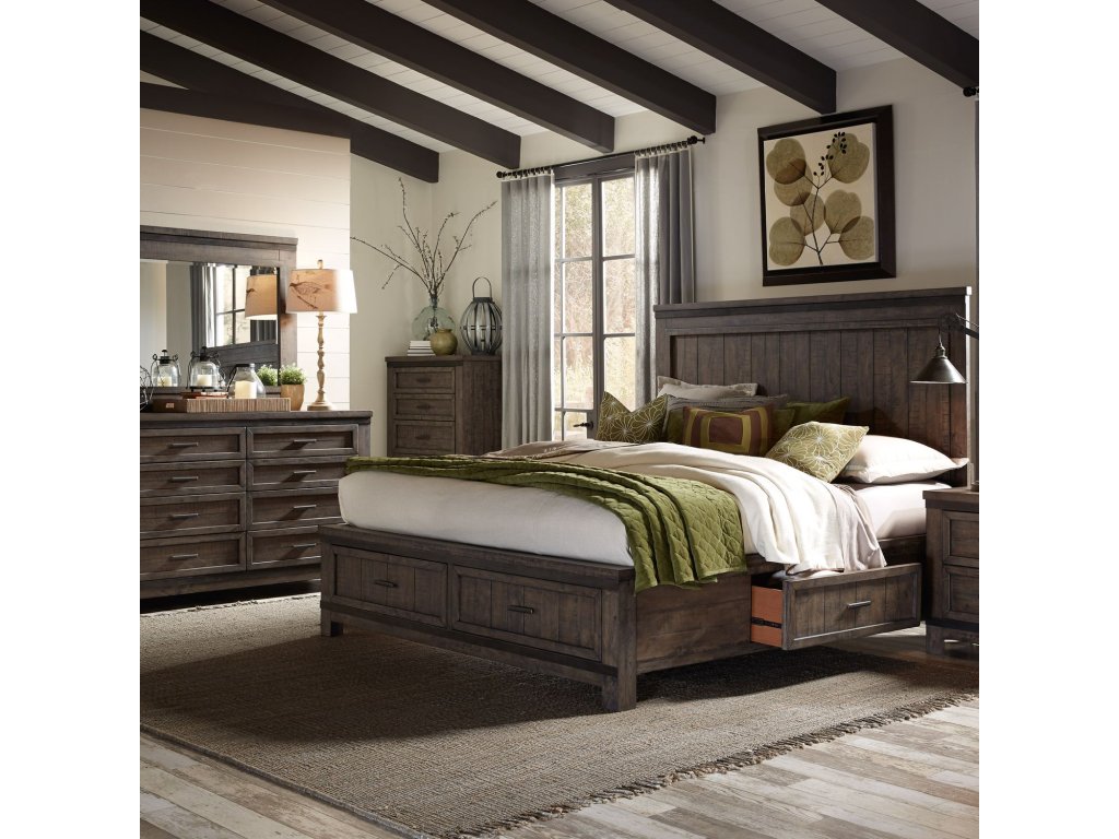 Queen Two Sided Storage Bed, Dresser & Mirror - main image