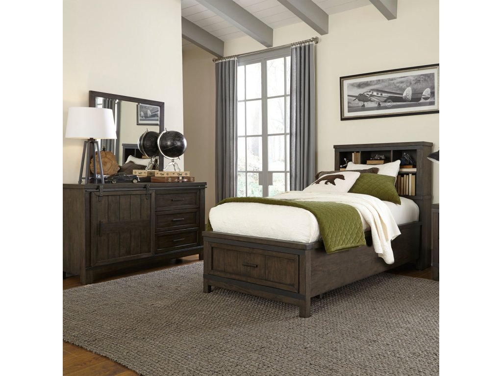 Twin Bookcase Bed, Dresser & Mirror - main image