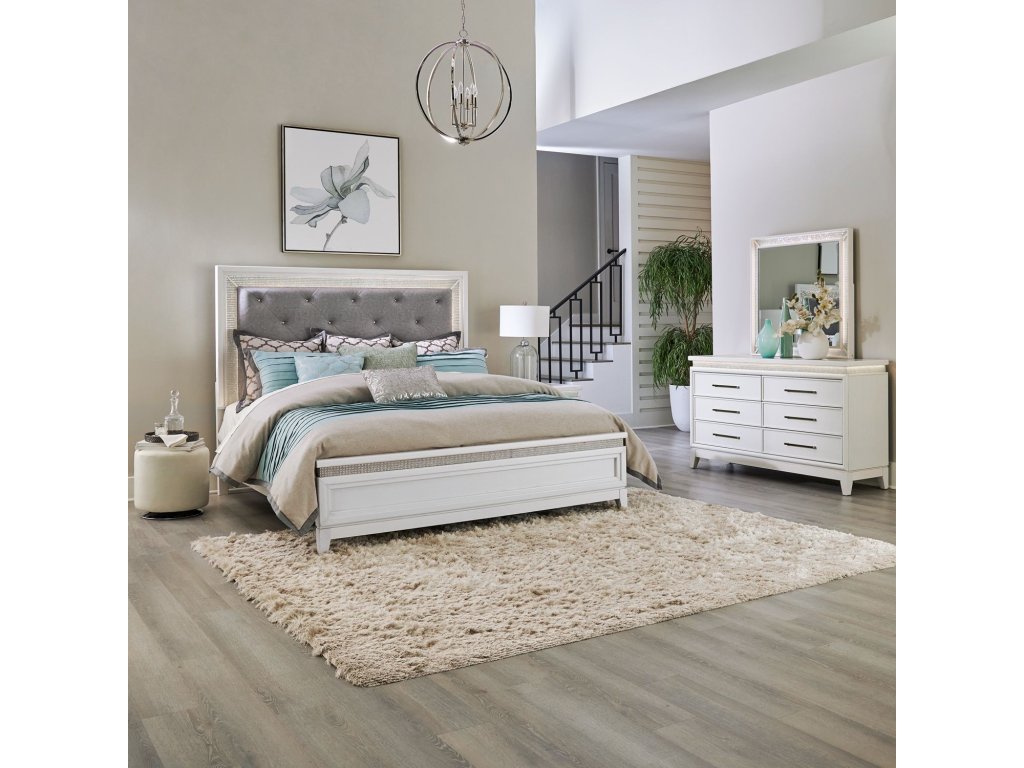 Queen Uph Bed, Dresser & Mirror - main image
