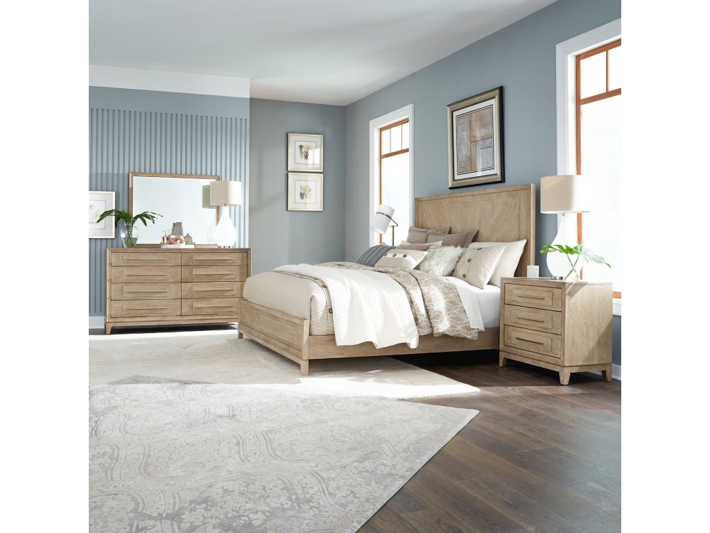 King Panel Bed, Dresser & Mirror, Night Stand - main image