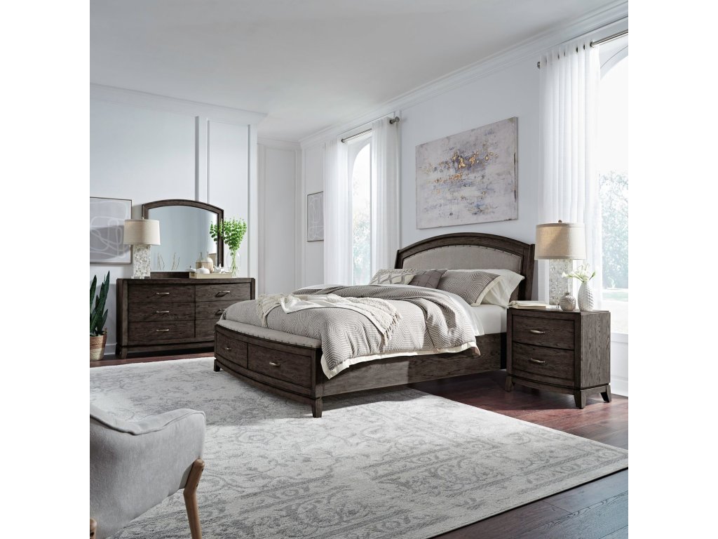 King Uph Storage Bed, Dresser & Mirror, Night Stand - image 1